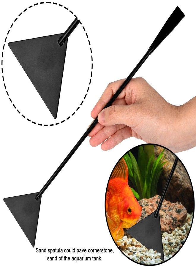 Funnytek Aquarium Aquascaping Tool Stainless Steel Aquascape Tools Kit 4 in 1 Anti-Rust Fish Tank Starter Kit with Tweezers Scissors Spatula for Aquarium Plants (Black) - Image 5